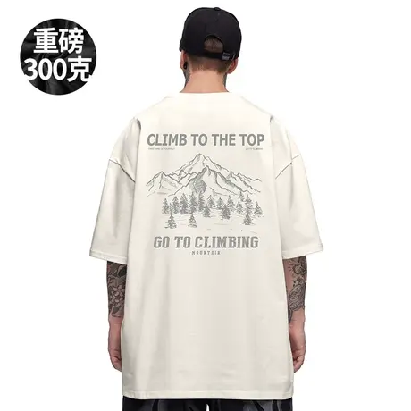 美式重磅短袖纯棉宽松大码男装oversize欧美嘻哈夏季日系半袖T恤商品大图