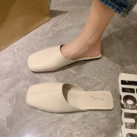 网红超火法式晚风凉拖鞋女夏季外穿2023年新款平底包头懒人半拖鞋商品大图