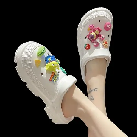 2023新款洞洞鞋女夏季外穿可爱卡通踩屎感厚底两穿沙滩包头凉拖鞋商品大图