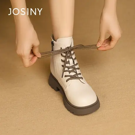 Josiny/卓诗尼短筒靴女2023秋季新款厚底短靴圆头英伦风马丁靴子商品大图