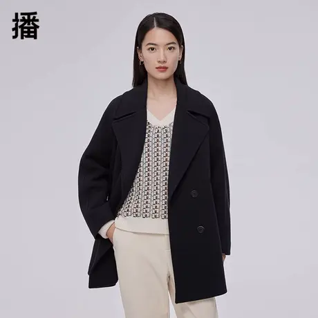 播2023年冬季新款简约宽松百搭时尚通勤毛呢大衣外套女BDP4AD0458商品大图