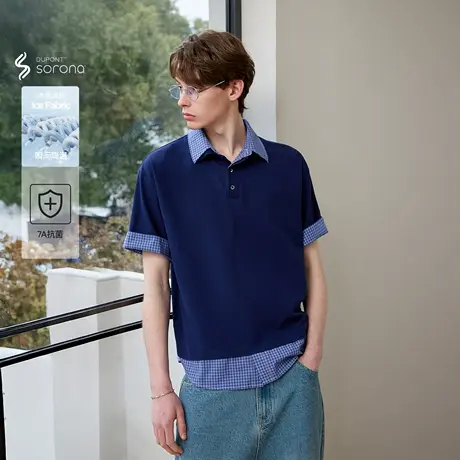 Lilbetter假两件设计感索罗娜凉感抗菌polo2025夏新翻领上衣商品大图