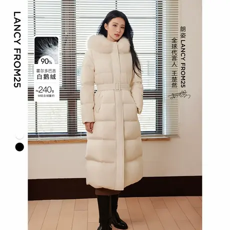 【王楚然同款】朗姿霍尔多巴吉鹅绒狐狸毛领女2024冬季新款羽绒服商品大图
