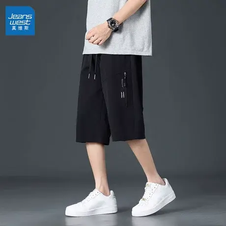 GL真维斯冰丝短裤男2025新款夏季薄款运动速干七分裤百搭休闲裤子商品大图
