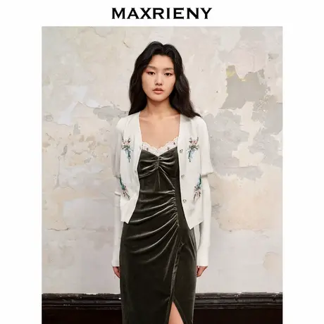 【奥莱】MAXRIENY田园花卉针织开衫外套薄外搭商品大图