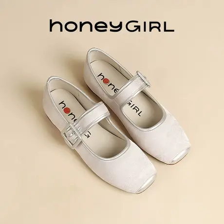 honeyGIRL浅口单鞋女2025新款夏季国风刺绣一字扣芭蕾舞鞋玛丽珍商品大图