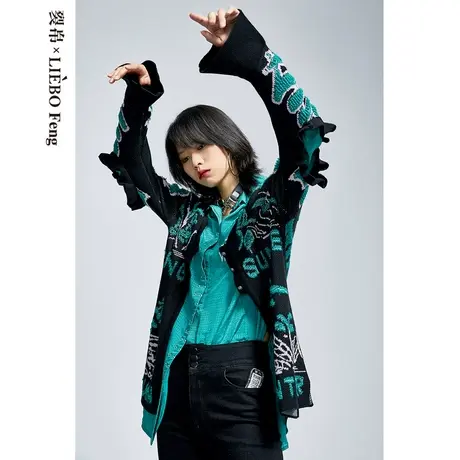 裂帛LIEBOFeng2023年新复古刺绣国潮雀神系列针织开衫上衣女图片