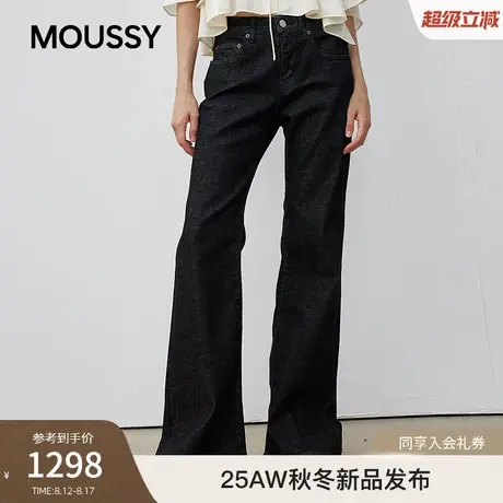 MOUSSY 2025秋季新品休闲风简约纯色微喇牛仔长裤女028IAA12-1002图片