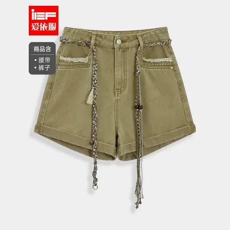 IEF/爱依服裤子2025夏季新款美式西部辣妹气质设计感百搭牛仔短裤图片