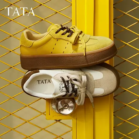 【蜜蜂心愿社】TATA他她女鞋2025秋商场同款时尚百搭厚底德训鞋商品大图