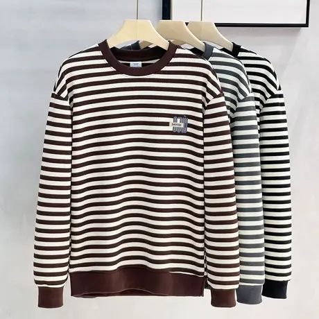 长袖t恤男春秋季潮流条纹打底衫卫衣男装秋衣潮牌秋装百搭上衣服商品大图