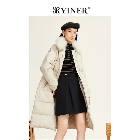 【音儿甄选】YINER音儿2022冬毛领可拆中长款加厚羽绒服商品大图