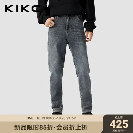 kikc牛仔裤男2023秋装新款商场同款合体休闲水洗弹力复古深蓝长裤图片