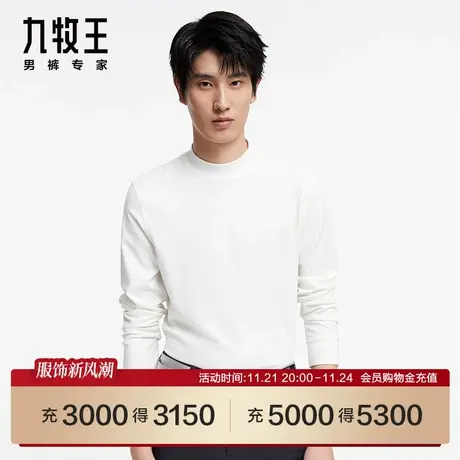[商场同款]九牧王男装JT1C40317长袖T恤24春季半高领易打理衬衣SN商品大图