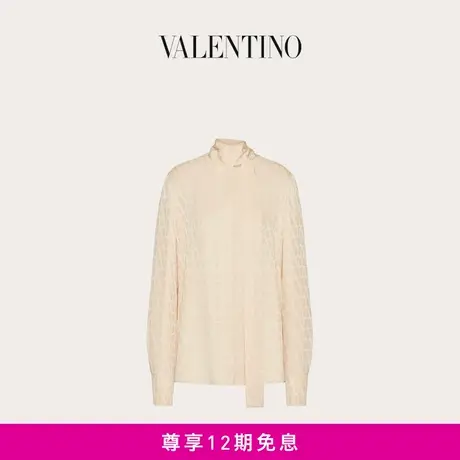 【24期免息】华伦天奴VALENTINO女士V标志真丝提花上衣商品大图
