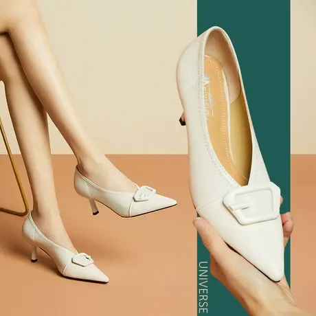 春季法式尖头小细高跟鞋牛筋软底防滑百搭女鞋浅口气质单鞋女图片