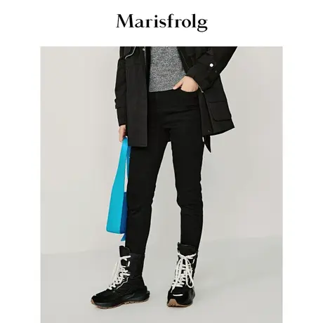 【经典系列】玛丝菲尔冬季黑色白鹅绒羽绒裤显瘦保暖小黑裤图片