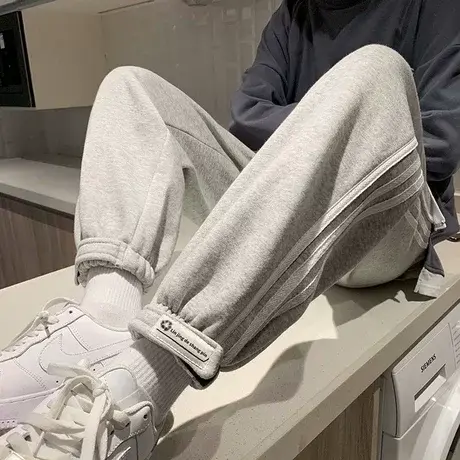 条纹运动裤男春秋季ins潮流青年宽松束脚裤直筒休闲长裤篮球卫裤商品大图