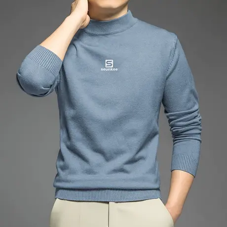 男士毛衣2024新款秋冬半高领针织衫毛线衣保暖内搭中领打底衫毛衫商品大图