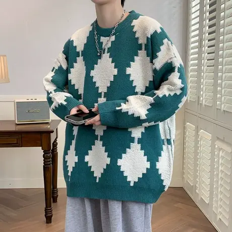 毛衣男冬季潮牌潮流宽松帅气针织衫男慵懒风毛线衣青少年毛衫外套商品大图