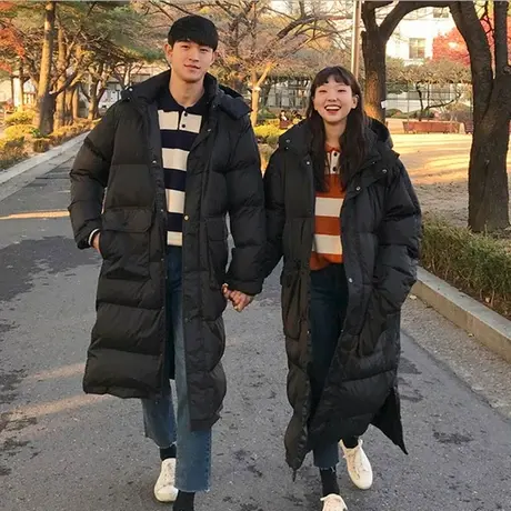 冬装加厚情侣棉衣女过膝长款韩版宽松大码男女通穿棉服保暖棉袄潮商品大图