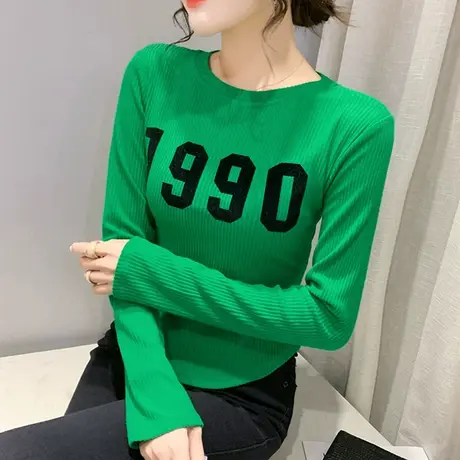 不规则收腰长袖打底衫T恤女春秋新款设计感小众上衣短款洋气小衫商品大图