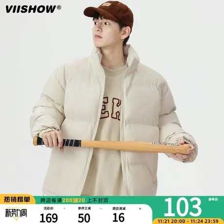 VIISHOW外套男冬季立领夹克美式高街潮牌棉衣冬天男生保暖棉服商品大图