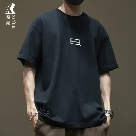 希越美式短袖t恤男宽松大码280g重磅全棉衣服潮流痞帅印花体恤衫商品大图