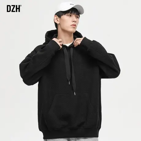 男生黑色连帽卫衣男冬季加厚情侣装高级感外套2024年新款休闲上衣商品大图