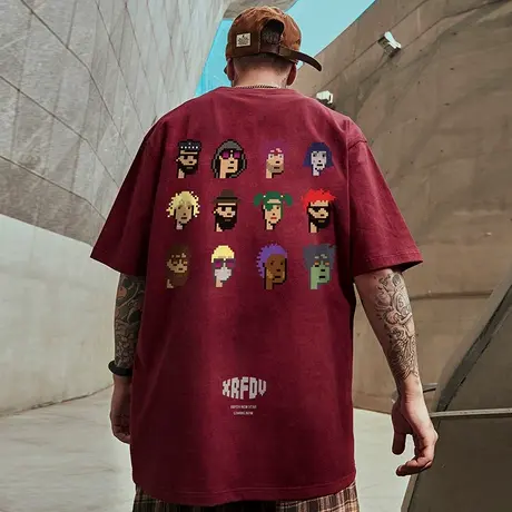 重磅潮牌宽松T恤胖子短袖男加肥加大五分袖纯棉国潮大码男装夏季图片