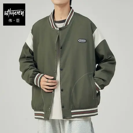 伟臣潮牌大码男装青春男式夹克外套胖子加肥加大棒球领休闲上衣男商品大图