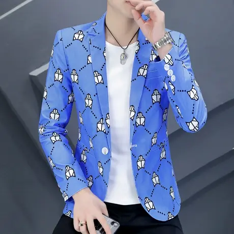 新款男士西服外套春秋季韩版帅气单西上衣网红潮牌发型师修身西装商品大图