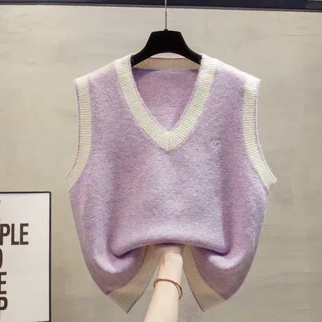 v领针织马甲背心女2025春秋新款宽松外穿马夹叠穿外搭毛衣坎肩潮商品大图