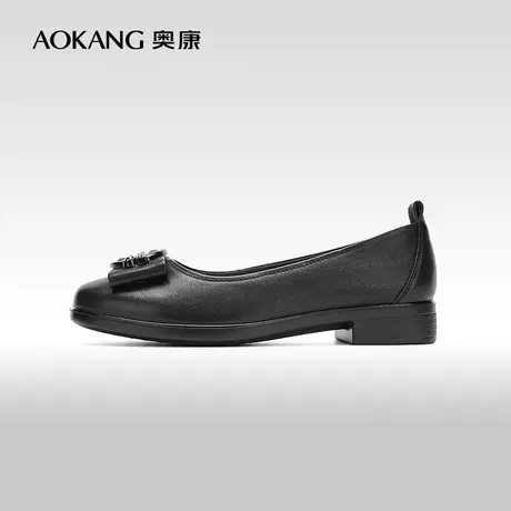 【门店发货】奥康女鞋 2024春季新款时尚真皮方扣百搭浅口单鞋图片
