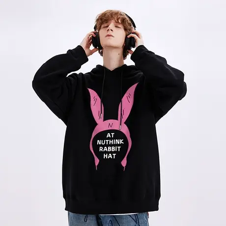 Nuthink带帽宽松新年过年兔年本命年卫衣男潮牌冬季大码男款外套商品大图