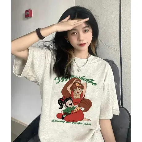 纯棉vintage设计感卡通短袖t恤女夏季国潮牌宽松半袖chic港味上衣图片