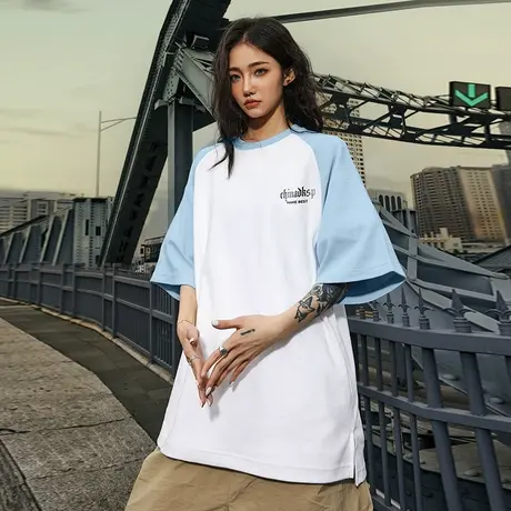 Nuthink美式西海岸华夫格男t恤潮牌ins宽松情侣短袖插肩袖夏季潮图片