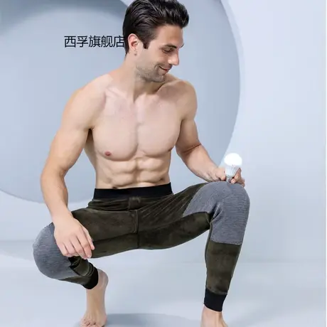 男士保暖裤秋冬2021年新款内穿秋裤单件高腰弹力修身护膝打底裤商品大图