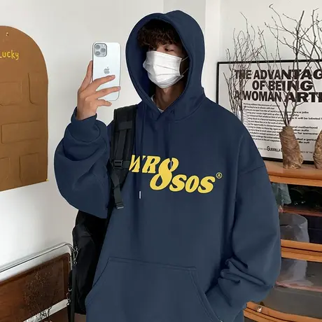 连帽纯棉重磅卫衣男秋冬季新款套头宽松潮流美式休闲帽衫上衣外套商品大图