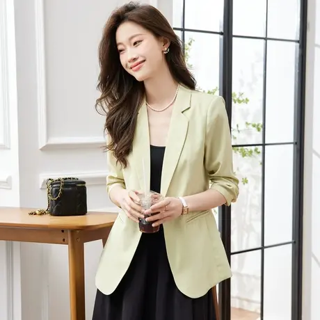 时尚气质薄款西装外套2023年夏季新款女士简约修身显瘦上班族上衣商品大图
