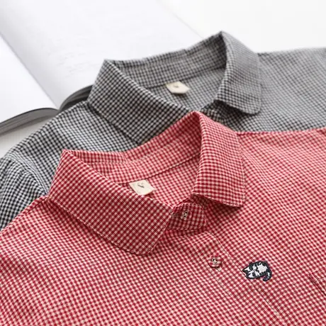 学院风宽松文艺长袖衬衫2022春秋装刺绣翻领格子百搭休闲上衣显瘦商品大图