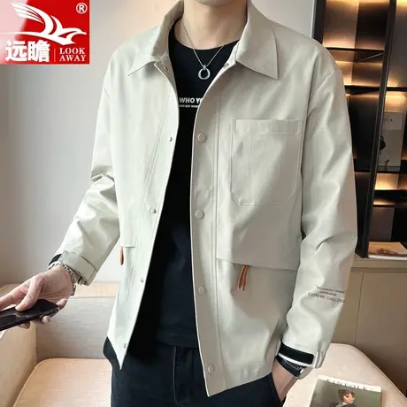 外套男春秋装2023新款男士秋季上衣立领宽松百搭休闲工装夹克男款商品大图