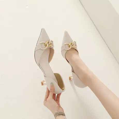 2023年春季新款设计感小众尖头性感高跟鞋女中空气质百搭细跟单鞋商品大图