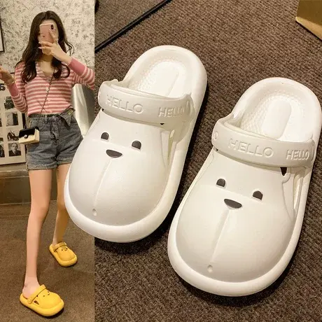 洞洞鞋女凉拖鞋2023夏季新款网红厚底可爱卡通包头沙滩拖鞋潮ins商品大图