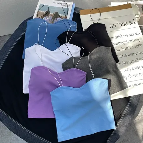 内搭抹胸带胸垫短款裹胸上衣夏季修身显瘦外穿美背打底吊带背心女图片