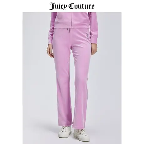 Juicy Couture橘滋休闲裤女2024年春季新款美式天鹅绒直筒长裤商品大图