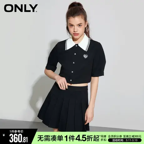 ONLY冬季POLO领短款套装百褶裙短款连衣裙女|123107097图片