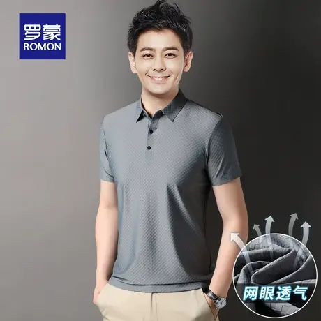 罗蒙男士冰丝短袖Polo衫夏季薄款网眼速干上衣服中年爸爸休闲T恤图片
