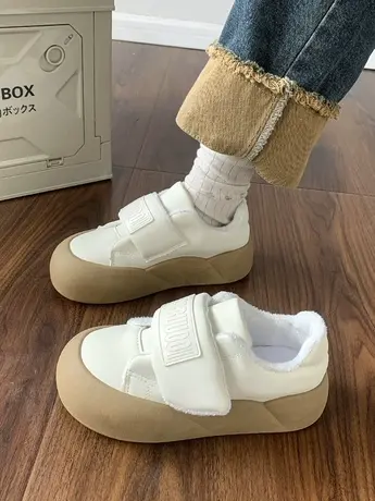 奶呼呼大头松糕魔术贴面包鞋女2023秋冬季新款丑萌百搭加绒小白鞋图片
