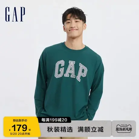 Gap男女装秋季2023新款LOGO纯棉运动宽松长袖T恤817125休闲上衣图片
